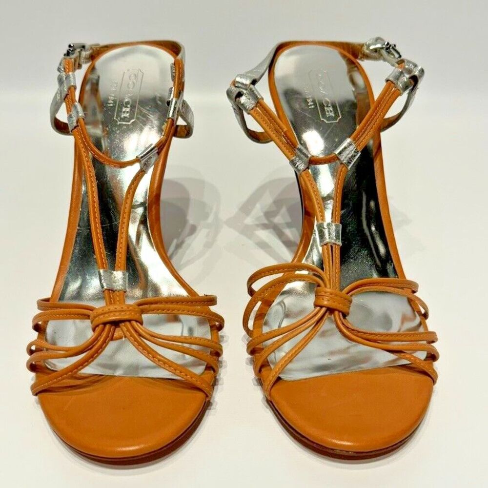 NWOB $170 Coach Lana Heels Brown Silver Leather Strappy Elegant Women’s Size 8.5 - Picture 6 of 12